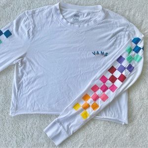 Vans Rainbow Checkered Cropped Long Sleeve